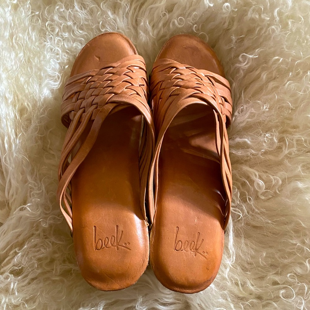 Beek by Two Birds Leather Rose Clog Sandals